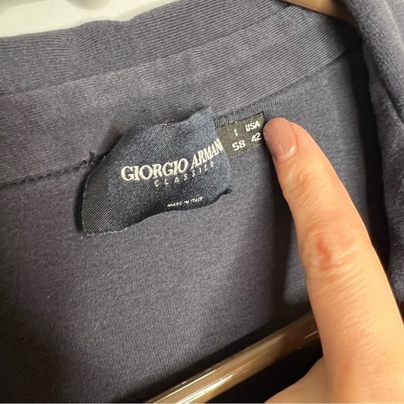 Giorgio Armani Cotton Polo Navy Button Down Shirt - Picture 5 of 8